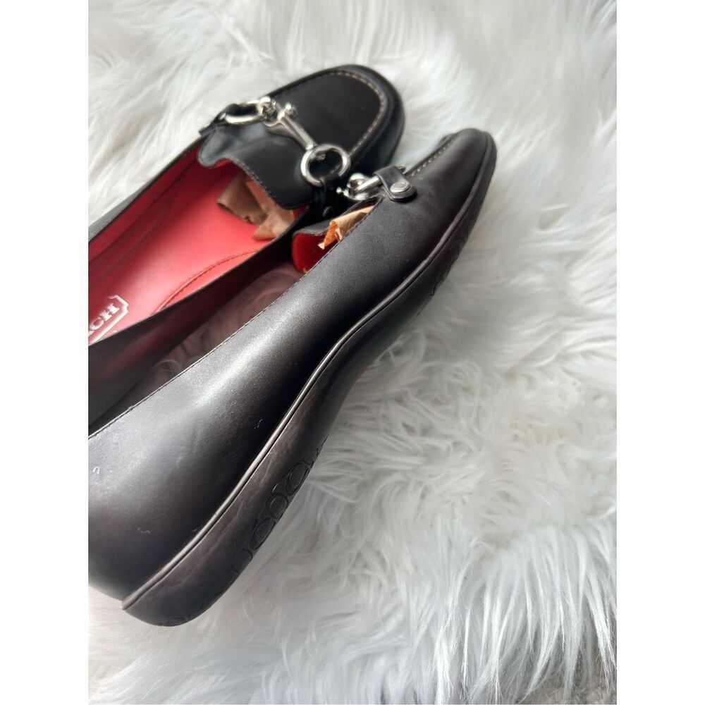 COACH Dorie Loafer Size 8 Soft Burgandy Leather Buckle Detail black - Picture 7 of 8